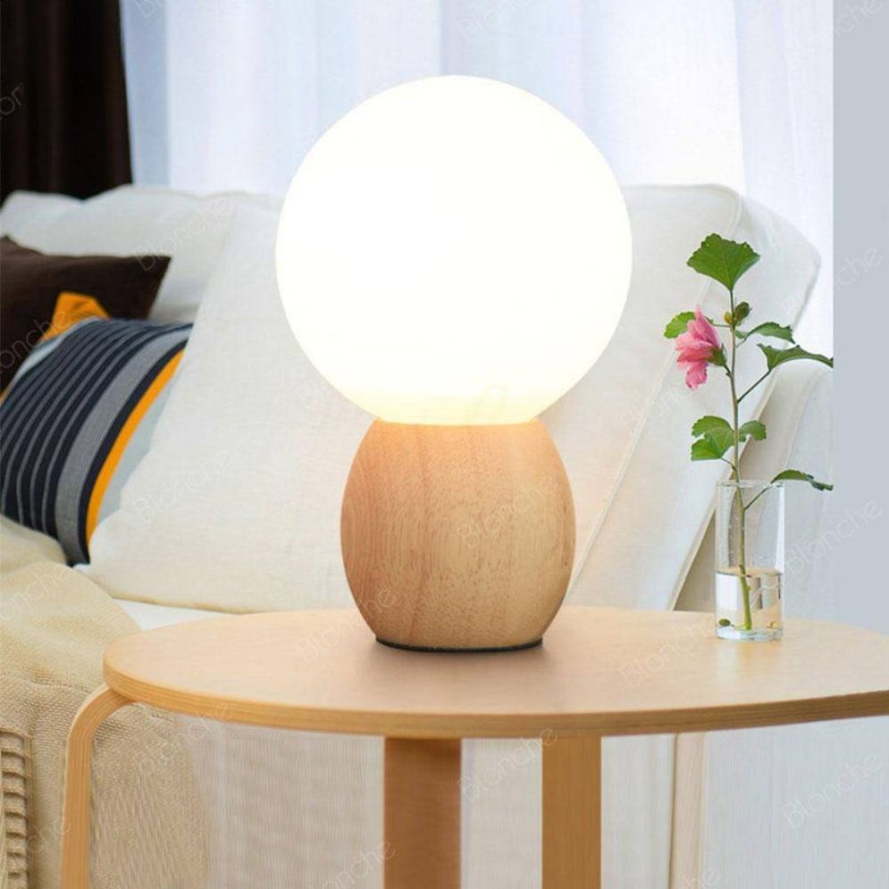 Lampe de Chevet Nordique à Boule en Bois - Lumiine