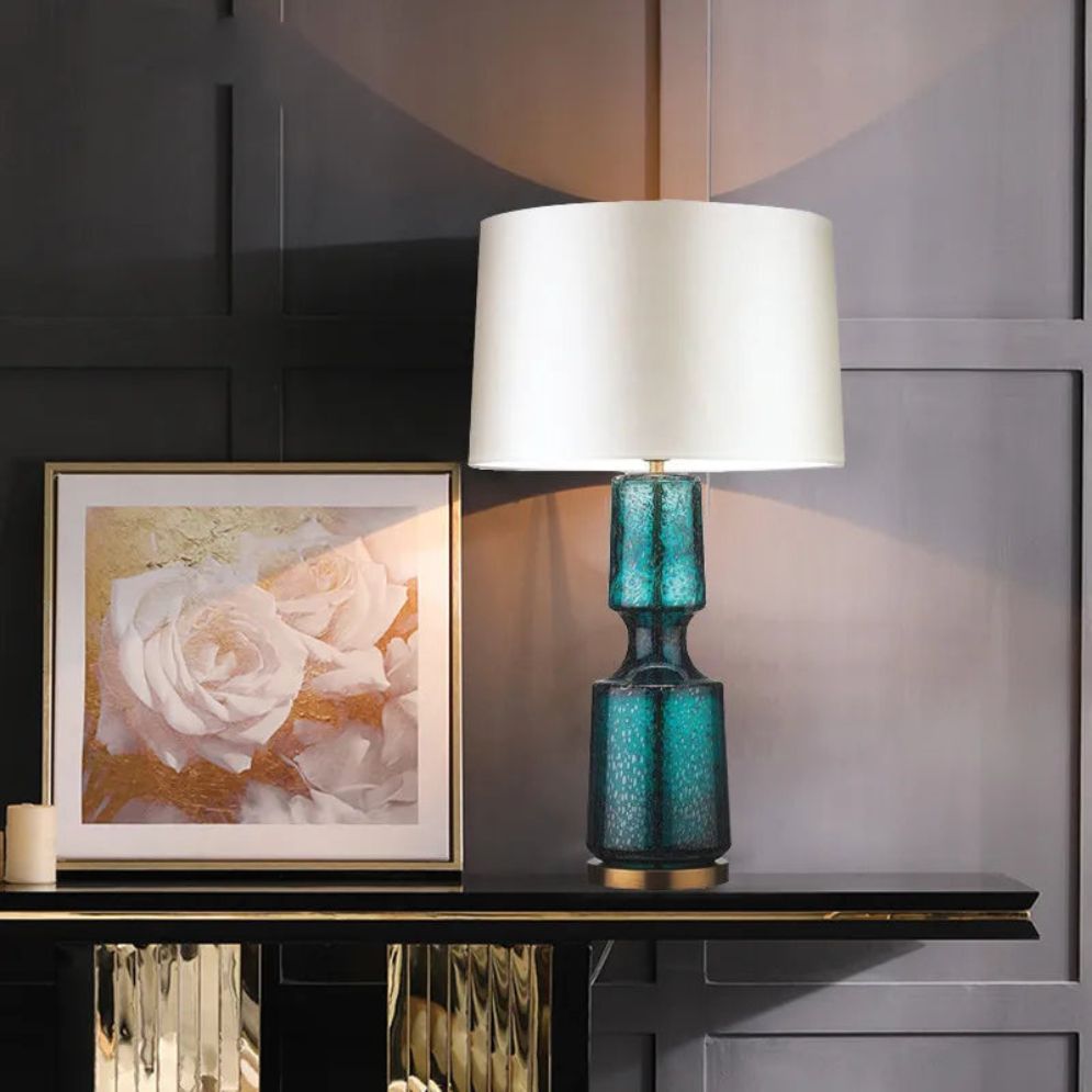 Lampe de Chevet Rétro En Verre et en Tissu