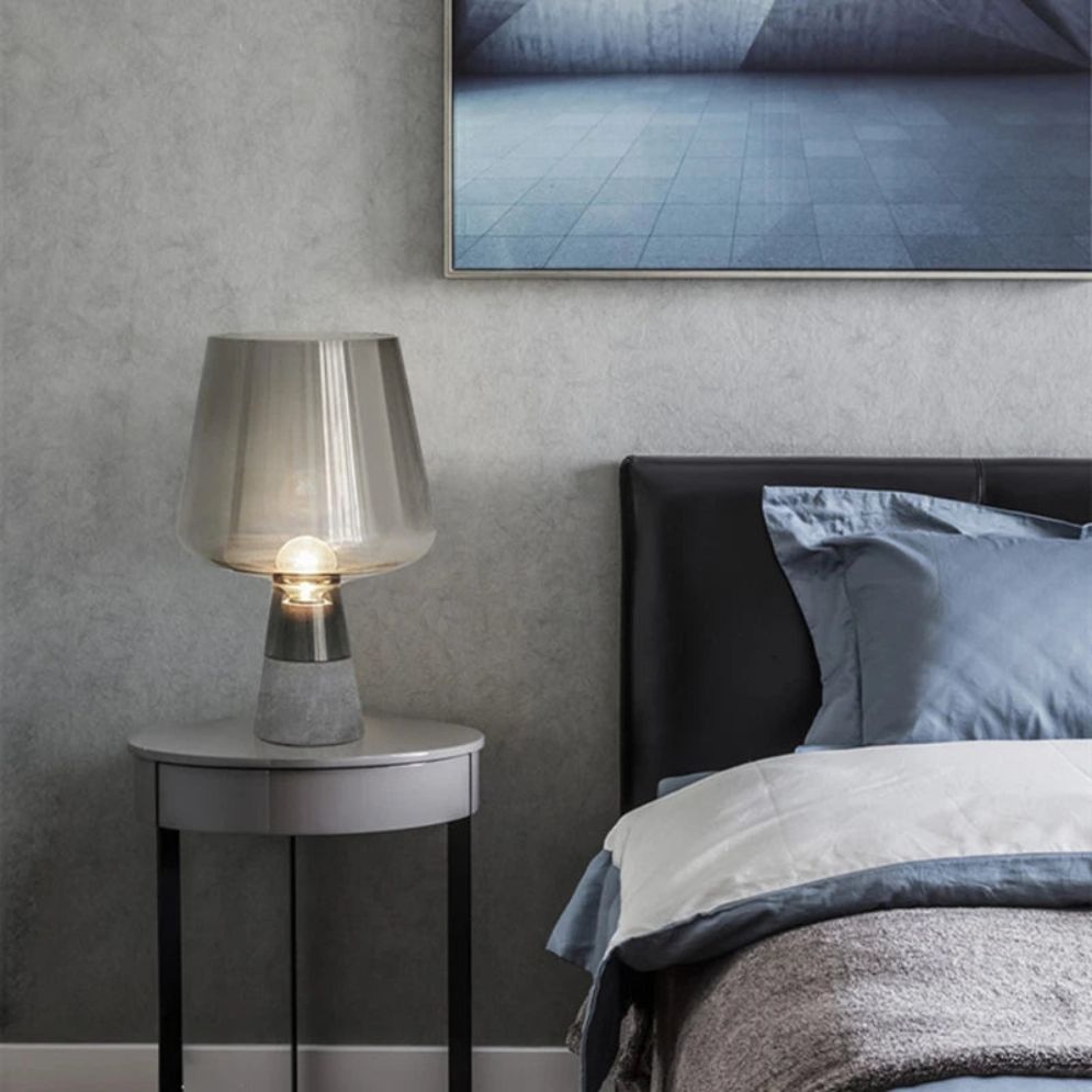 Lampe de Table Design en Verre et Ciment Bicolore - Lumiine