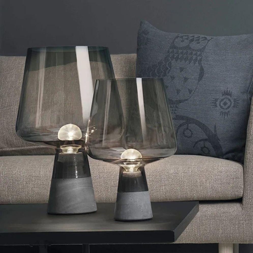 Lampe de Table Design en Verre et Ciment Bicolore - Lumiine