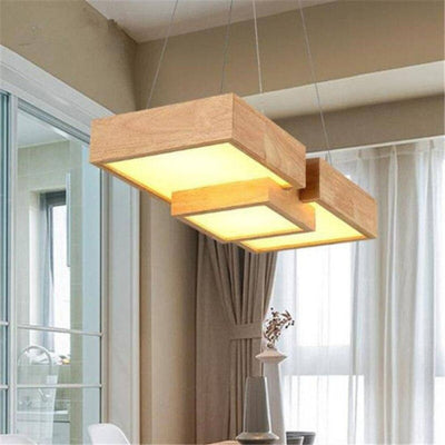 Lustre Lampe Bois Nordique pour Salon Chambre Salle à Manger - Lumiine