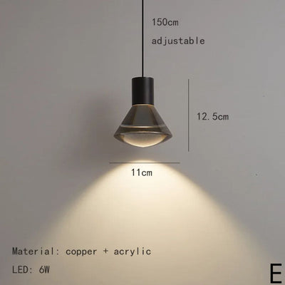 Lampe Suspendue Transparente LED Déco Maison