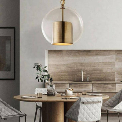 Lampe Suspension Nordique Moderne Verre et Cylindre Doré - Lumiine