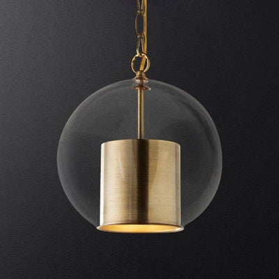 Lampe Suspension Nordique Moderne Verre et Cylindre Doré - Lumiine