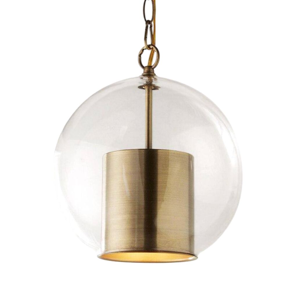 Lampe Suspension Nordique Moderne Verre et Cylindre Doré - Lumiine