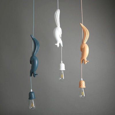 Lampe Suspension Résine Écureuil Nordique Led Loft Décoratif