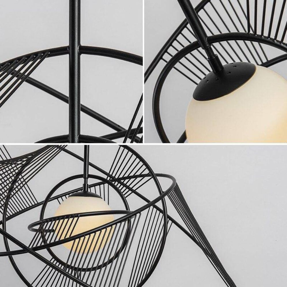 Lustre avec Plusieurs Cercles en Métal Entrelacés Rings