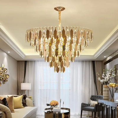 Lustre Baroque Led Doré avec Ampoule en Verre Cristal Rétro - Lumiine