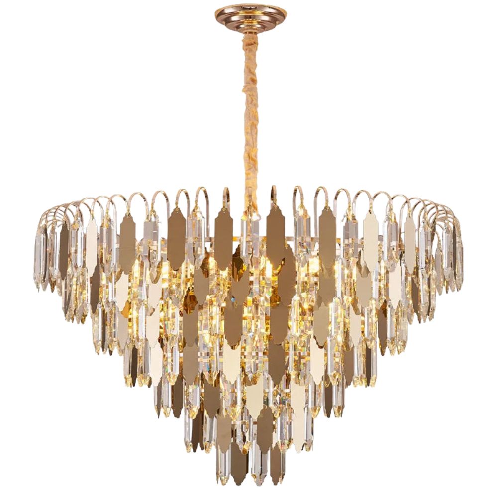 Lustre Baroque Led Doré avec Ampoule en Verre Cristal Rétro - Lumiine