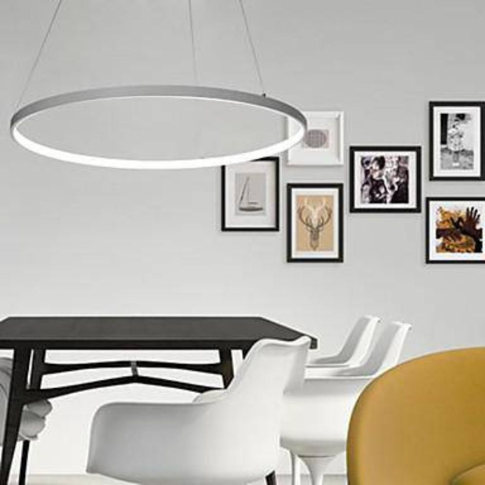 Lustre Cercle LED Noir ou Blanc 80 cm - Lumiine