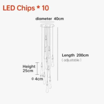 Lustre Créatif en Cristal en Forme de Goutte D'eau Dorée Rotatif