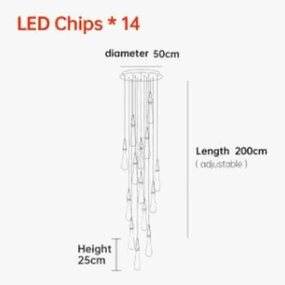 Lustre Créatif en Cristal en Forme de Goutte D'eau Dorée Rotatif