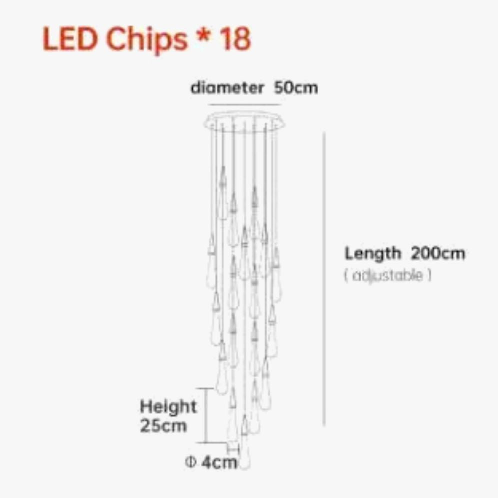 Lustre Créatif en Cristal en Forme de Goutte D'eau Dorée Rotatif
