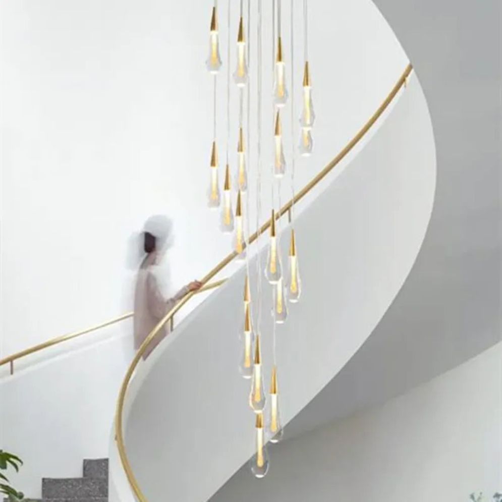 Lustre Créatif en Cristal en Forme de Goutte D'eau Dorée Rotatif - Lumiine