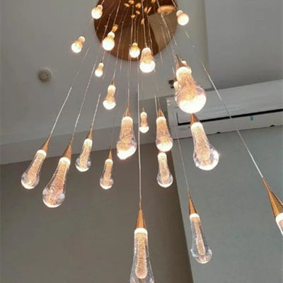 Lustre Créatif en Cristal en Forme de Goutte D'eau Dorée Rotatif - Lumiine