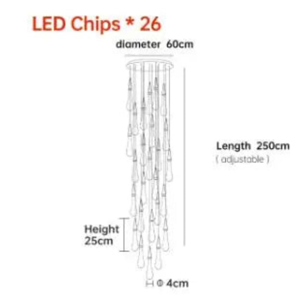 Lustre Créatif en Cristal en Forme de Goutte D'eau Dorée Rotatif