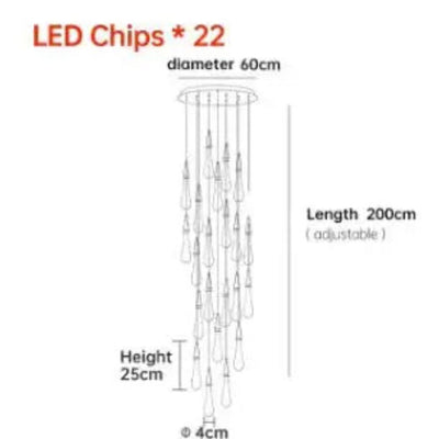 Lustre Créatif en Cristal en Forme de Goutte D'eau Dorée Rotatif