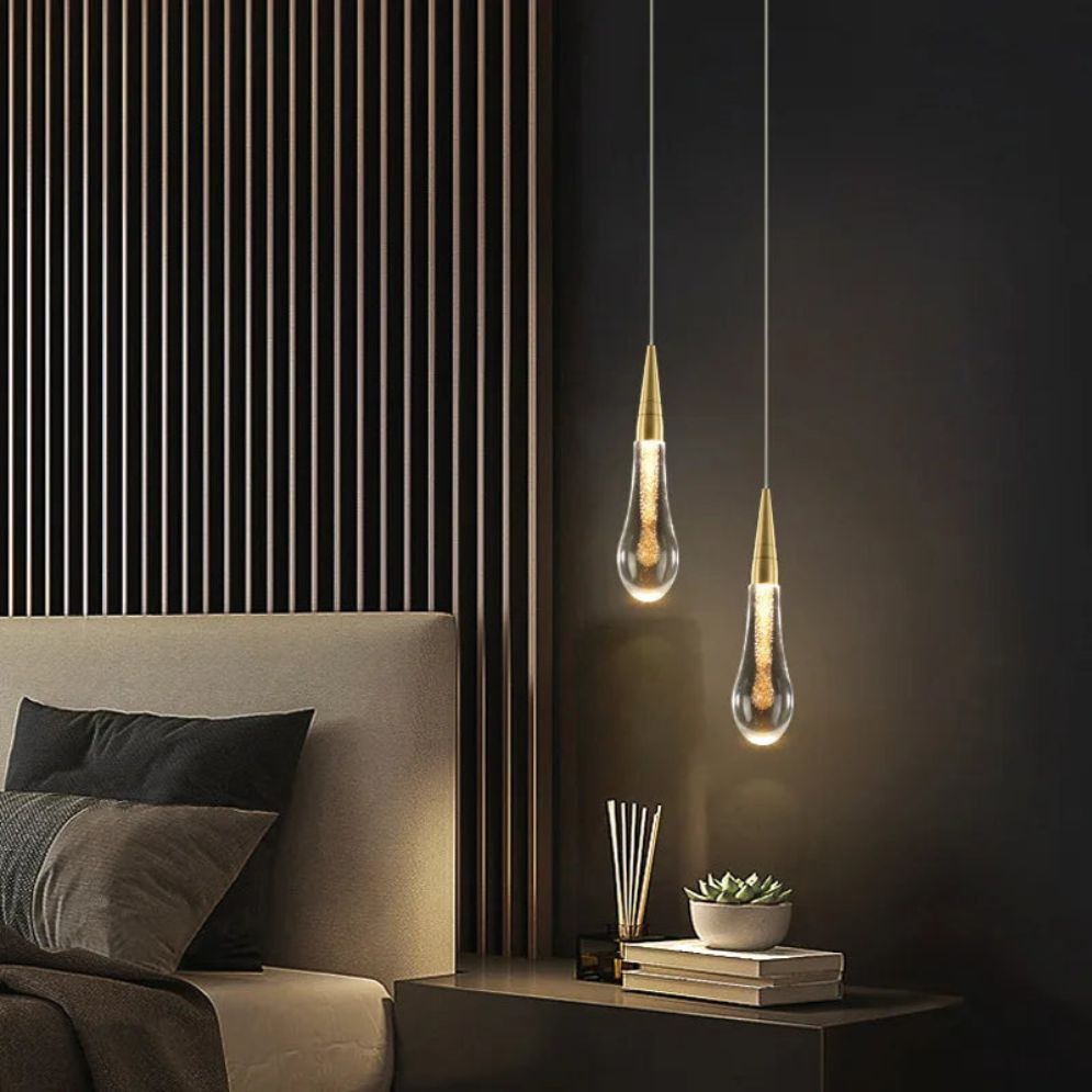Lustre Créatif en Cristal en Forme de Goutte D'eau Dorée Rotatif - Lumiine