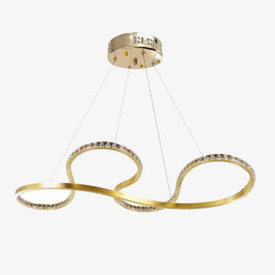 Lustre Cristal Design Moderne Acier Inoxydable Doré Suspendu - Lumiine