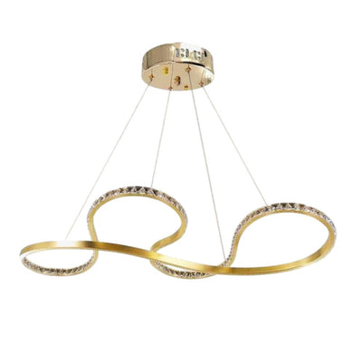 Lustre Cristal Design Moderne Acier Inoxydable Doré Suspendu - Lumiine