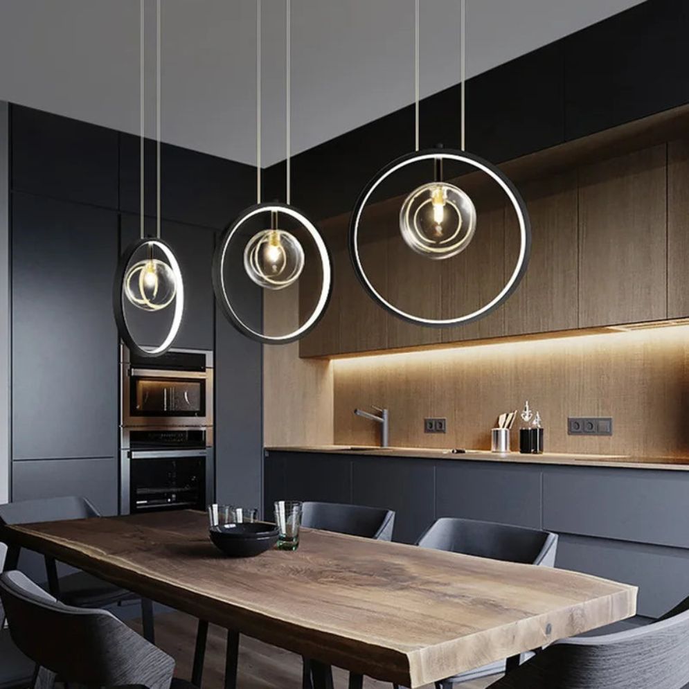 Lustre Luxe Bulles Longue Éclairage Led en Verre Transparent - Lumiine