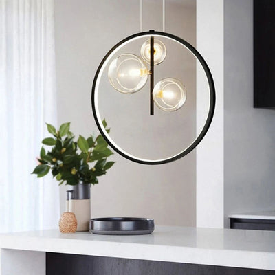 Lustre Luxe Bulles Longue Éclairage Led en Verre Transparent - Lumiine