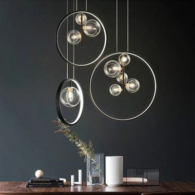 Lustre Luxe Bulles Longue Éclairage Led en Verre Transparent - Lumiine