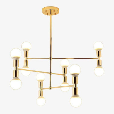 Lustre Design à Led avec Branches Articulées et Lampes Dorées Modern - Lumiine