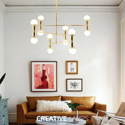 Lustre Design avec Branches Dorées et Boules en Verre Vertigo - Lumiine