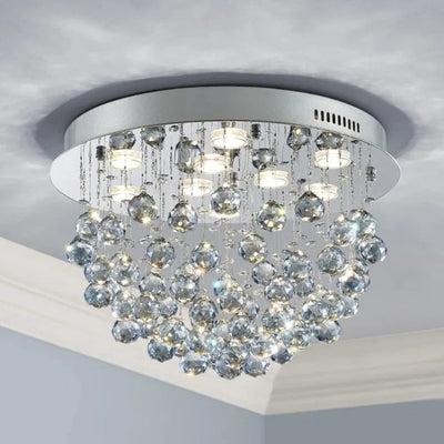 Lustre Design Doré Led en Métal et Verre Cristal Loft
