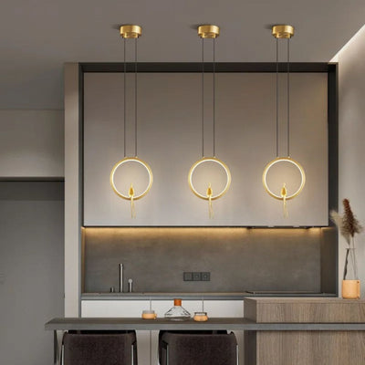 Lustre Design et Minimaliste Doré et Formes Circulaires Zev - Lumiine