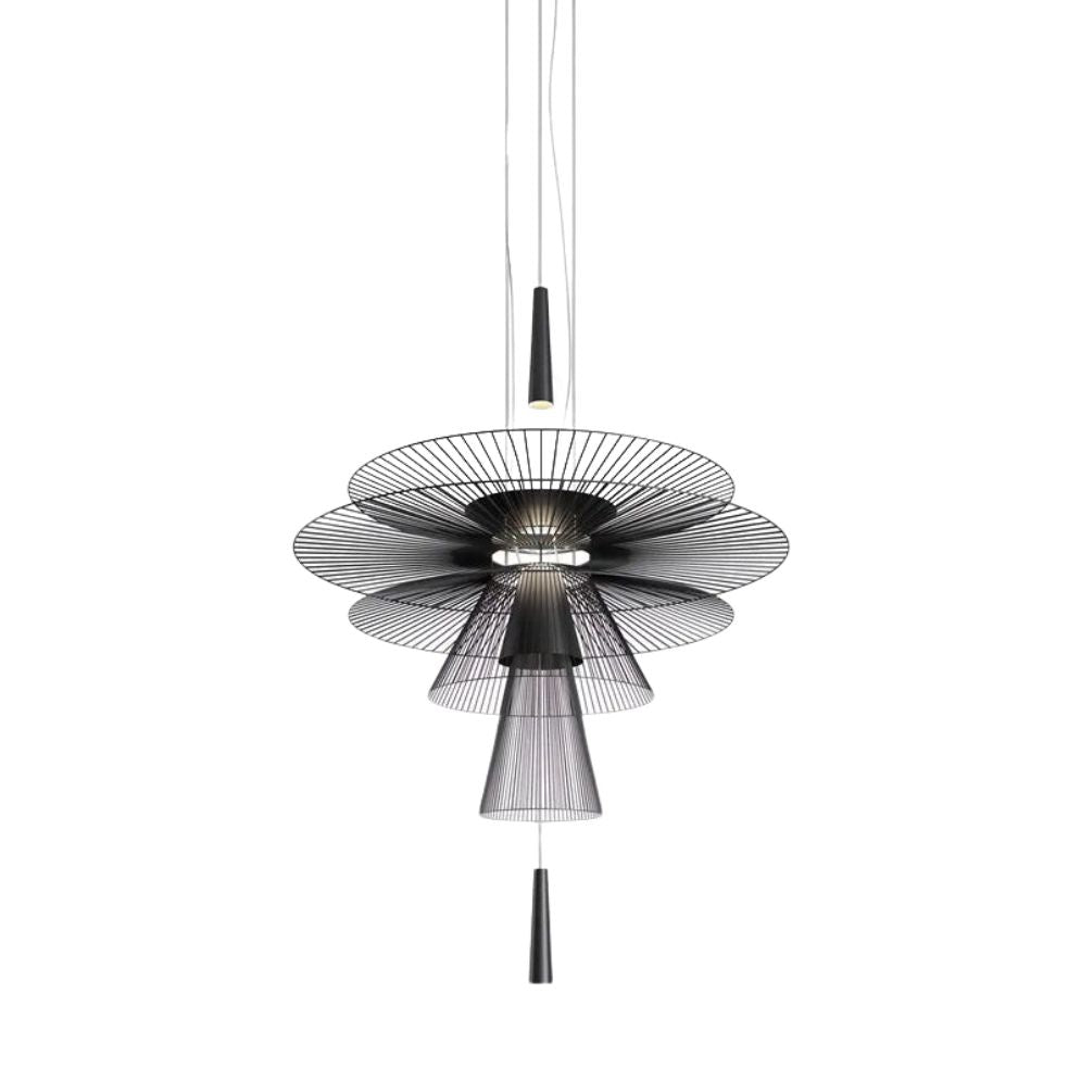 Lustre Design à Led avec Anneaux en Métal Noir ou Doré Luxury