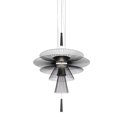 Lustre Design à Led avec Anneaux en Métal Noir ou Doré Luxury