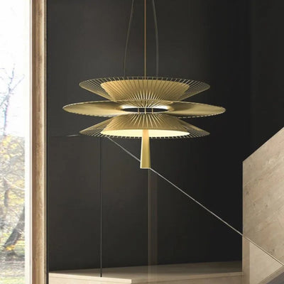 Lustre Design à Led avec Anneaux en Métal Noir ou Doré Luxury - Lumiine