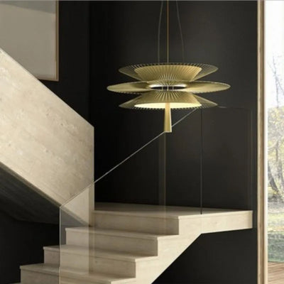 Lustre Design à Led avec Anneaux en Métal Noir ou Doré Luxury - Lumiine