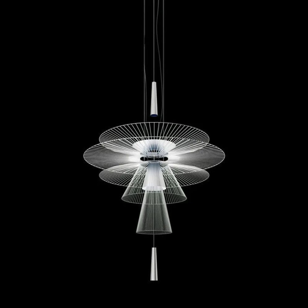 Lustre Design à Led avec Anneaux en Métal Noir ou Doré Luxury - Lumiine