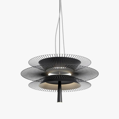 Lustre Design à Led avec Anneaux en Métal Noir ou Doré Luxury