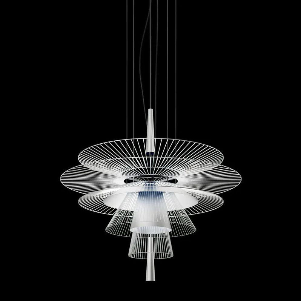 Lustre Design à Led avec Anneaux en Métal Noir ou Doré Luxury - Lumiine