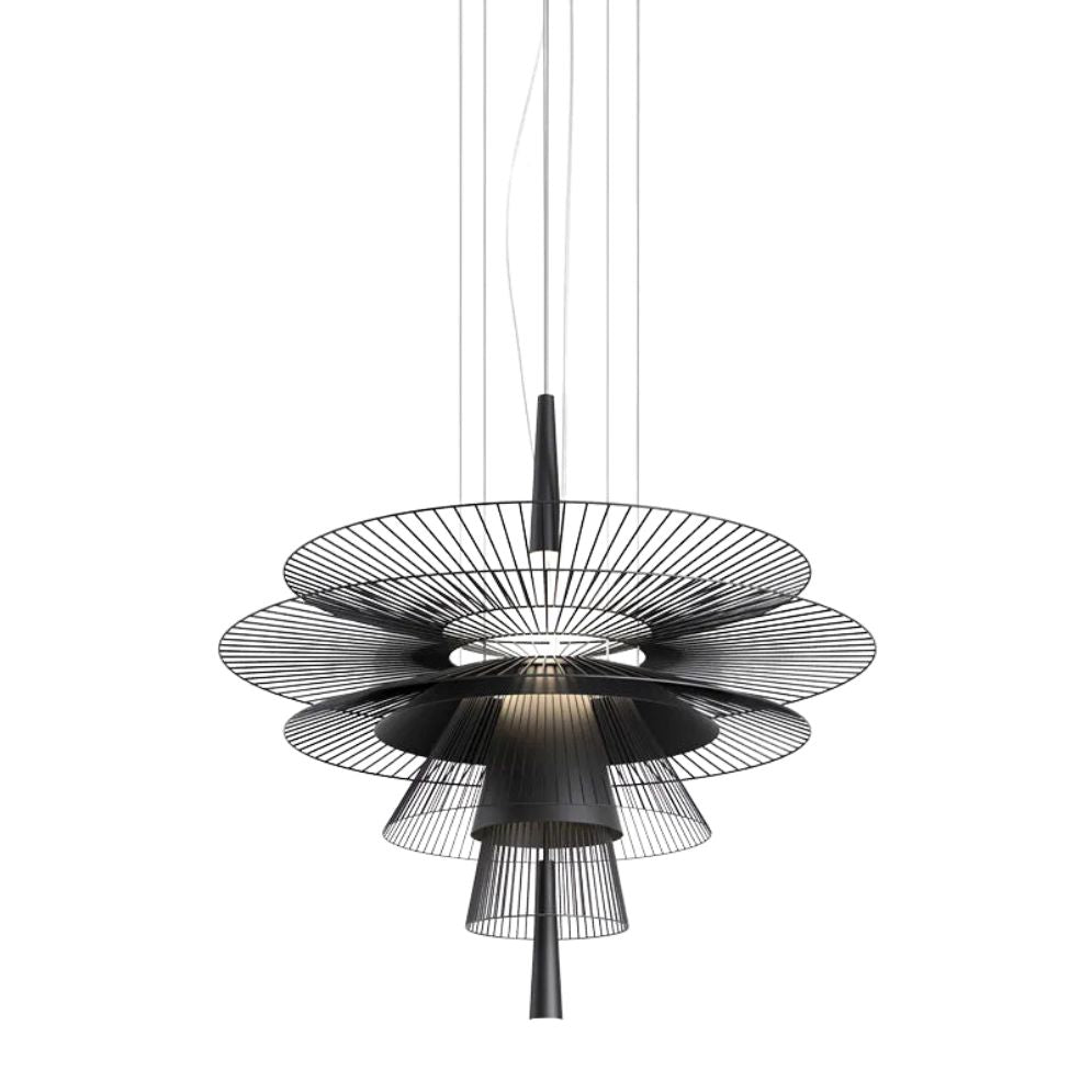 Lustre Design à Led avec Anneaux en Métal Noir ou Doré Luxury - Lumiine
