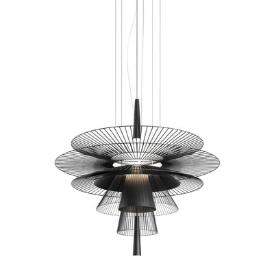 Lustre Design à Led avec Anneaux en Métal Noir ou Doré Luxury - Lumiine