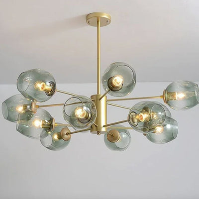 Lustre Design Led avec Branche (Noir ou Dorée) Boules Verre - Lumiine

