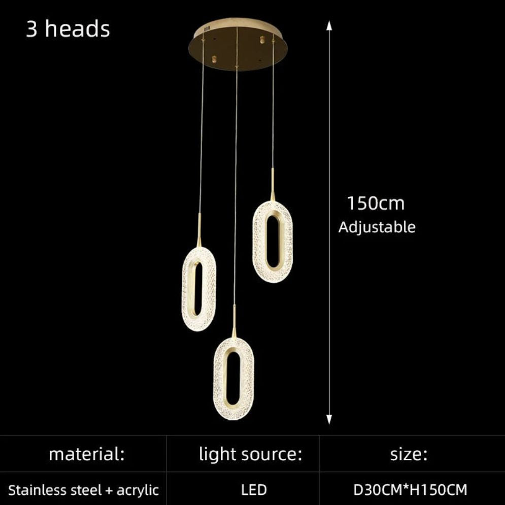 Lustre Design Moderne Villa Nordique Double Escalier Susp$ension - Lumiine