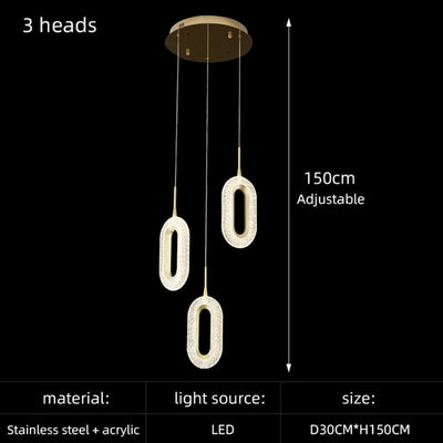 Lustre Design Moderne Villa Nordique Double Escalier Susp$ension - Lumiine