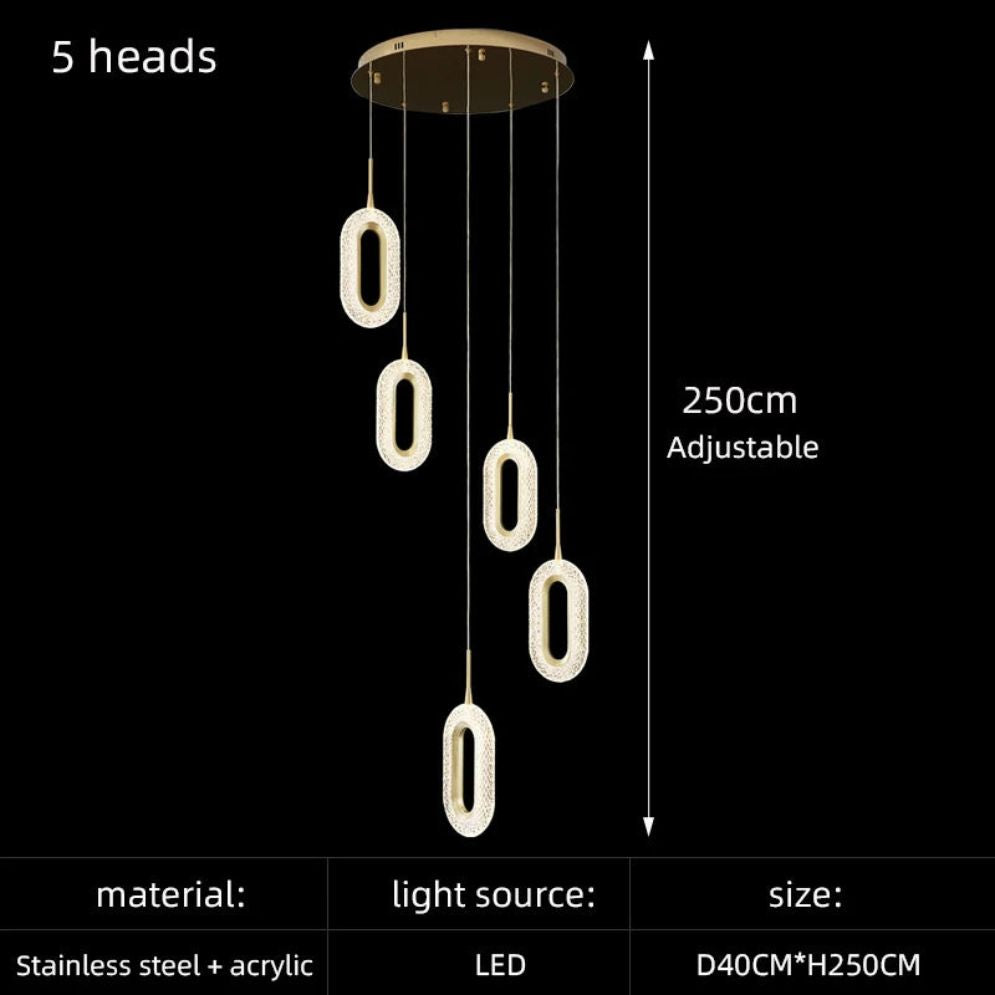 Lustre Design Moderne Villa Nordique Double Escalier Susp$ension - Lumiine