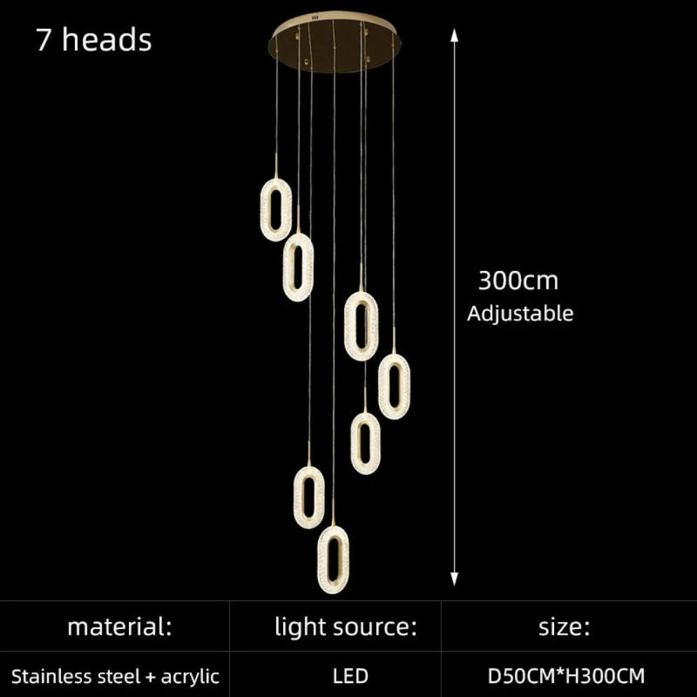 Lustre Design Moderne Villa Nordique Double Escalier Susp$ension - Lumiine