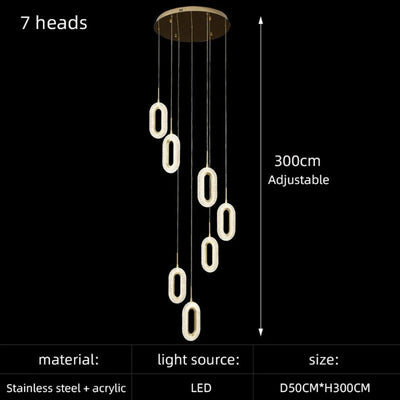 Lustre Design Moderne Villa Nordique Double Escalier Susp$ension - Lumiine