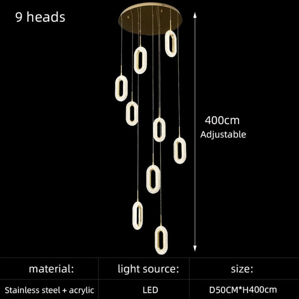 Lustre Design Moderne Villa Nordique Double Escalier Susp$ension - Lumiine