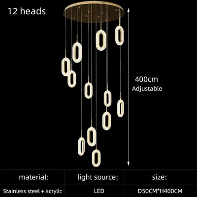 Lustre Design Moderne Villa Nordique Double Escalier Susp$ension - Lumiine