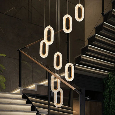 Lustre Design Moderne Villa Nordique Double Escalier Susp$ension - Lumiine
