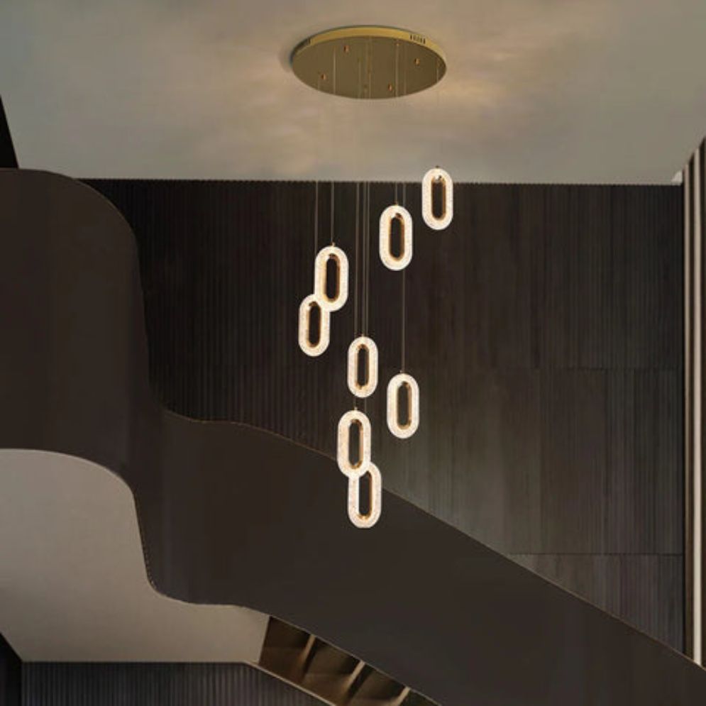 Lustre Design Moderne Villa Nordique Double Escalier Susp$ension - Lumiine